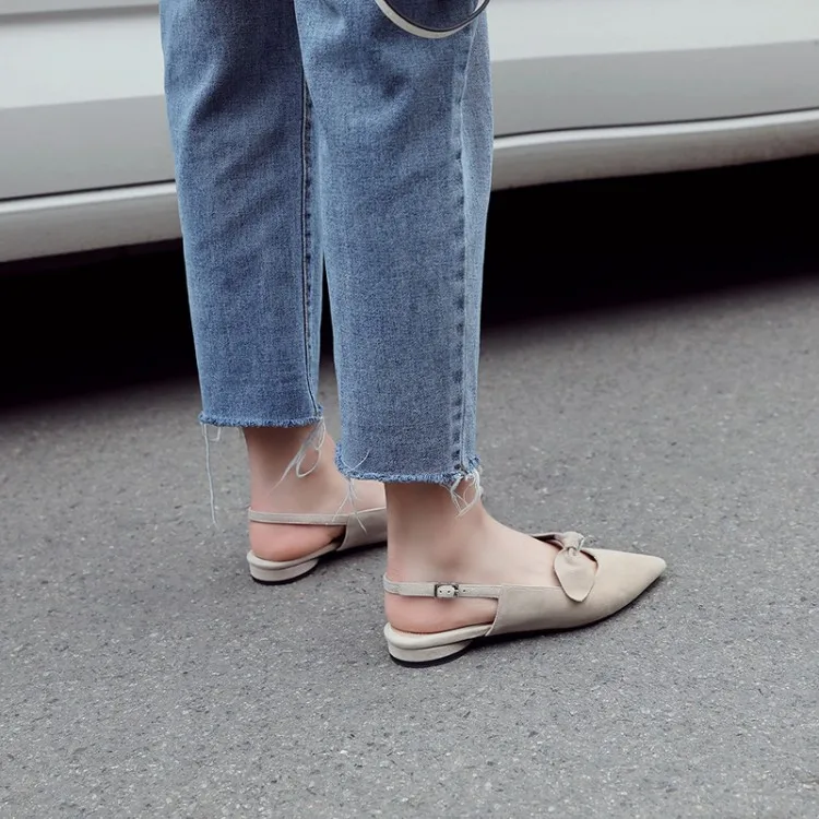 

Big Size 9 10 summer flat sandals ladies women shoes woman Butterfly-knot tripping sandals with thick heels