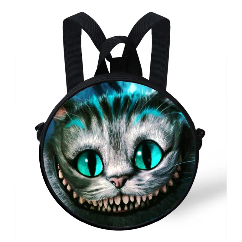 

9-Inch Cute Animals Print Round Bag For Kids Cat Print Backpack For Children Boys Girls Preschool Backpack For Baby Kindergarten