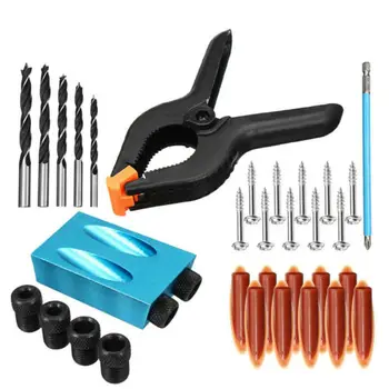 

34pcs Drill Guide Set for Pocket-hole Jig Kit Woodworking Wood Dowels Joinery Tools Accessories PH2 150mm Screwdriver Drill Bit