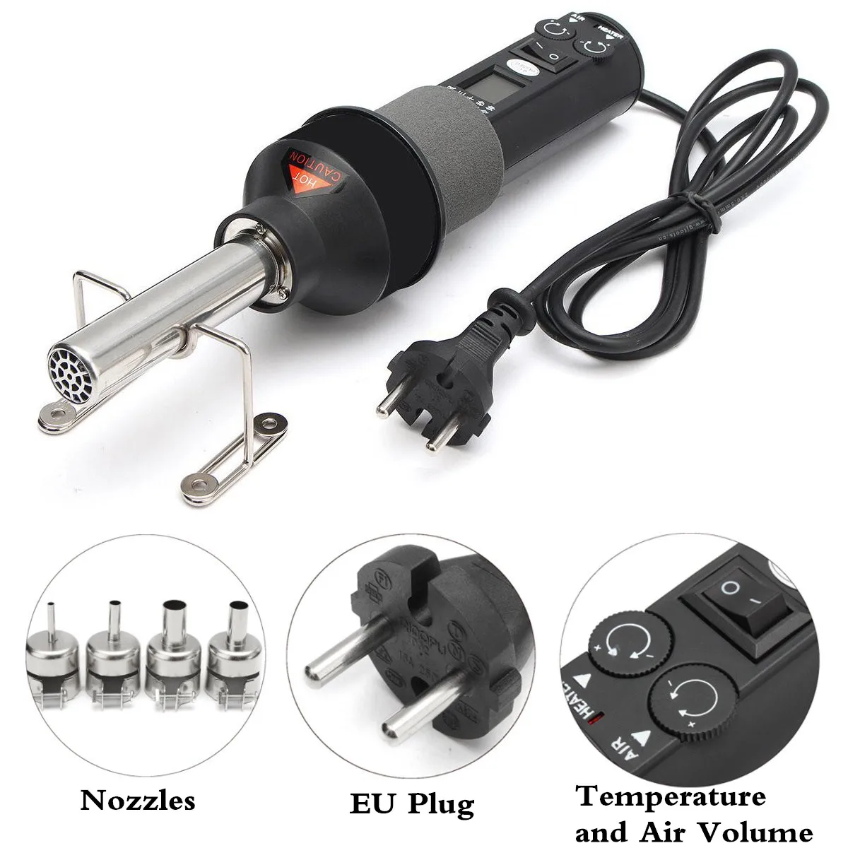 GONGJUE 220V 450W 450℃ Portable Soldering Hot Air Heat Gun Desolder Power Nozzle Tool