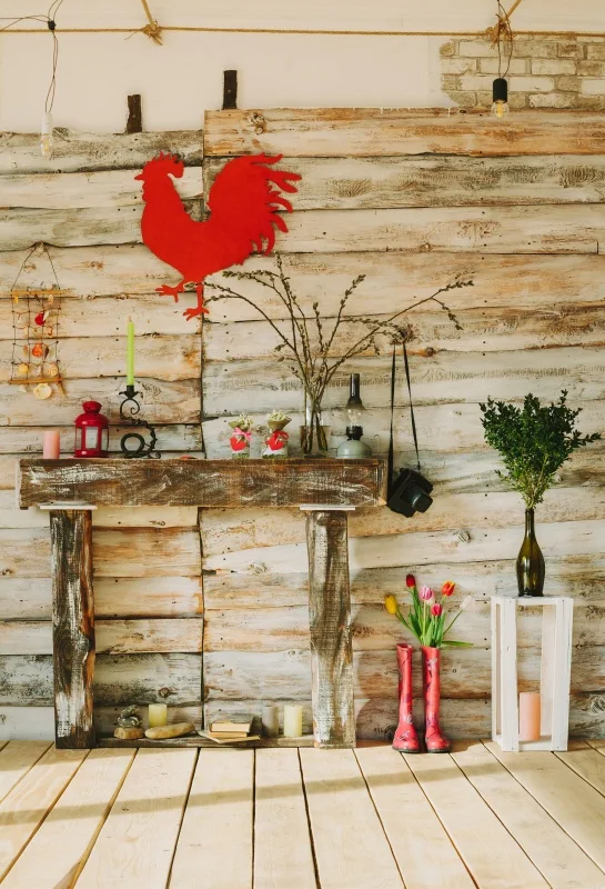 Laeacco Wooden Boards House Flower Interior Decoration Scene Party Photography Background Photographic Backdrop For Photo Studio