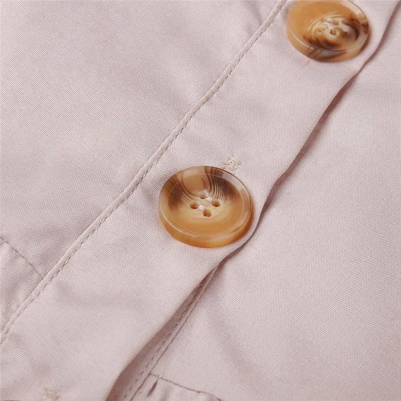 Fashion Autumn summer dress 2018 casual dress Women Holiday V Neck Solid Half Sleeve Buttons Club Party Dress vestido Y26#N (19)