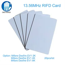 MF DESFIRE EV1 2 K/4 K/8 K чип пустой белый ПВХ карты RFID 13,56 MHz бесконтактная Бесконтактная карта CR80 ISO14443A(упаковка из 20/100