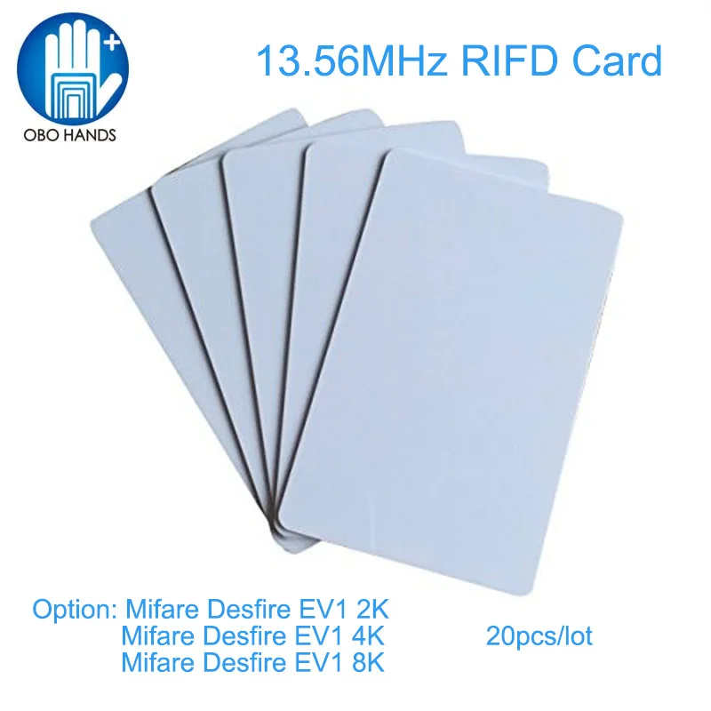 

MF DESFIRE EV1 2K/4K/8K Chip Blank White PVC Card RFID 13.56MHz card Contactless Proximity CR80 ISO14443A (pack of 20/100)