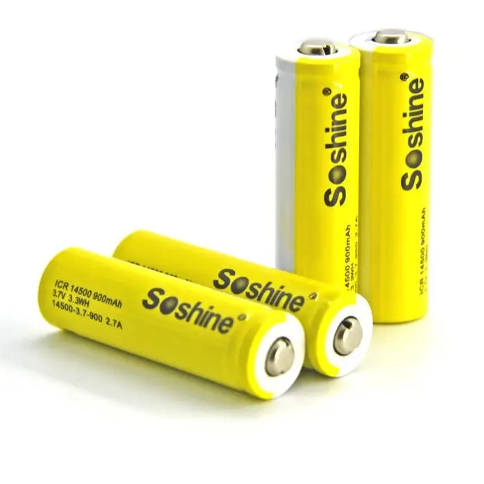 4x Оригинальная Аккумуляторная Батарея Soshine 3,7 v 14500 AA 900mAh с корпусом батареи