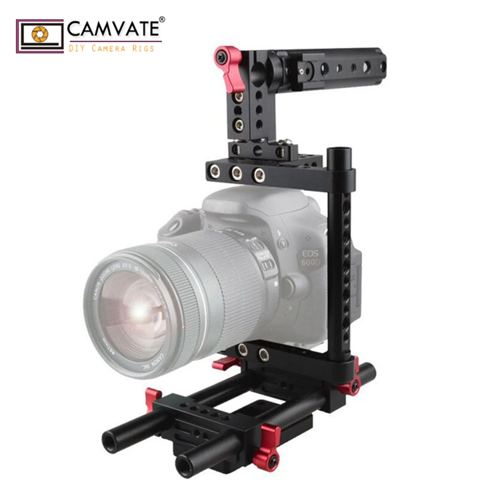 

CAMVATE Camera Cage with Rail Support System for Canon Nikon Panasonnic C1386 camera photography accessories