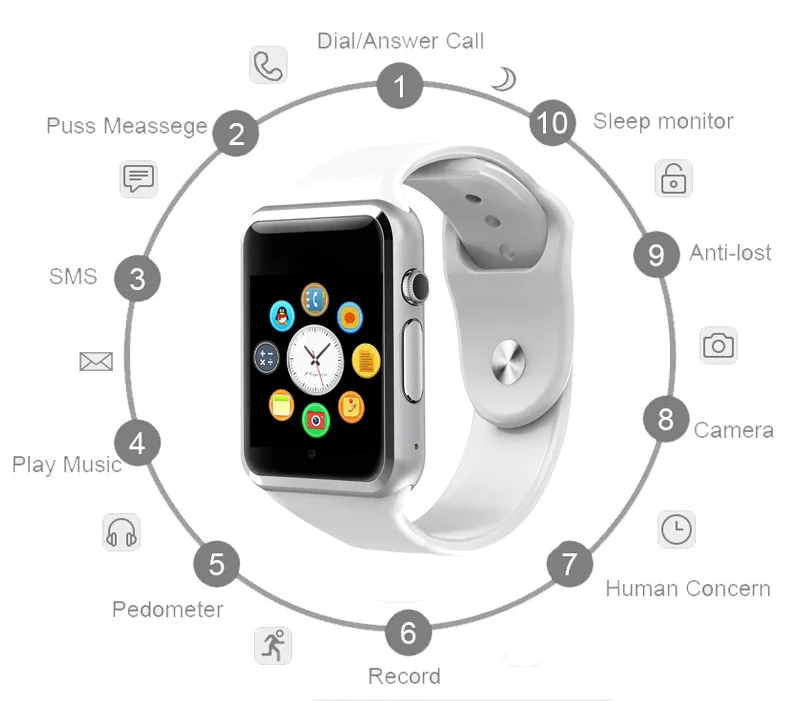 

2018 New Fashion A1 Bluetooth Smart Watch Sport Pedometer with SIM Camera For Android Electronic Smartwatch PK DZ09 GT08