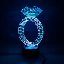 Новейший подарок на день Святого Валентина 3d светодиодный ночник Забавный светильник для праздников с алмазной формой, особенно для подруги