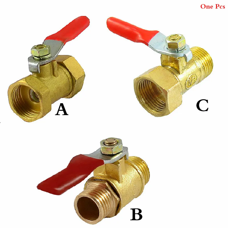 Мужской и Женский 1/" 3/8" 1/" резьбовой красный Рычаг Ручка латунный шаровой клапан, маленький M/F полный порт шарнирный водяной кран прямой клапан