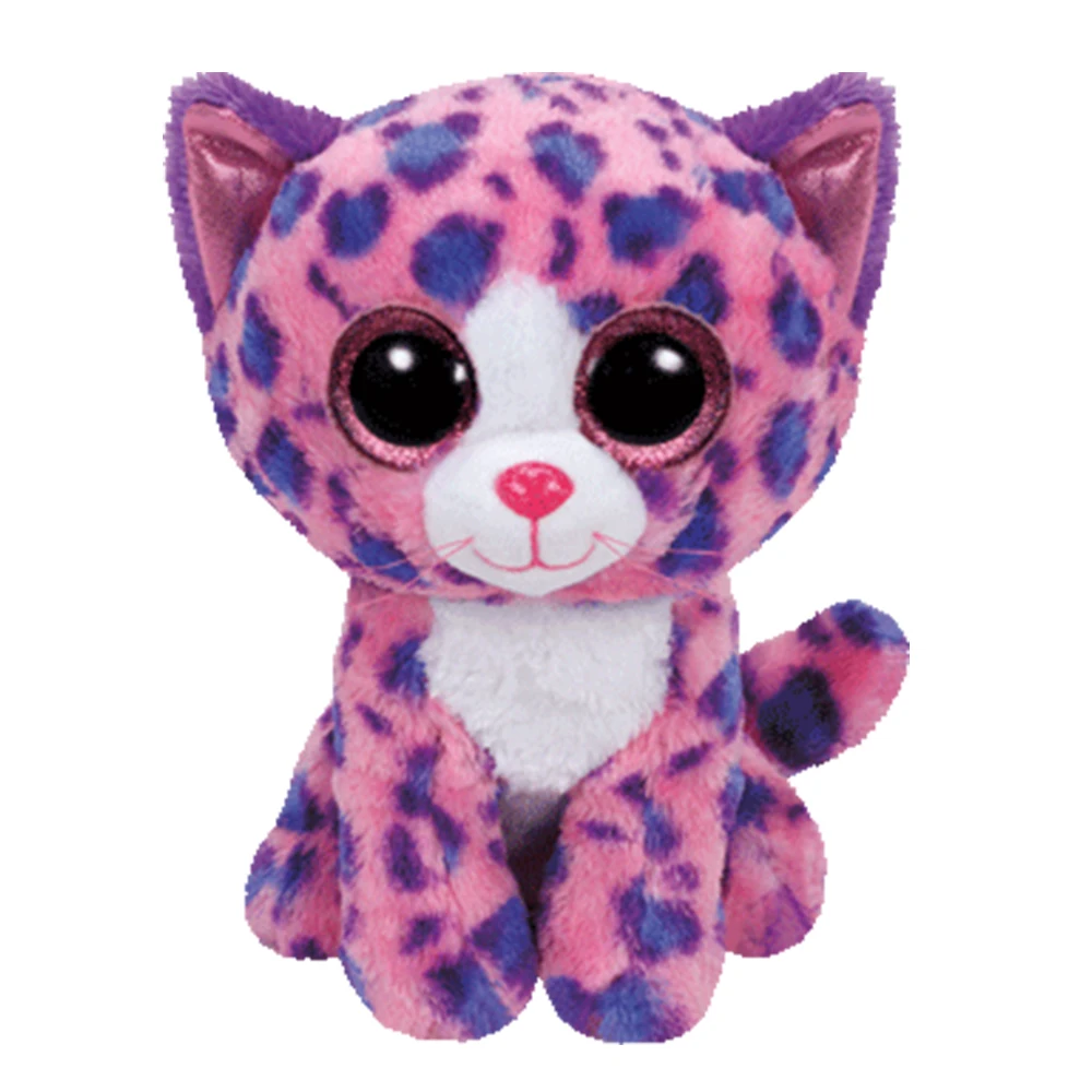 

Pyoopeo Original Ty Boos 6" 15cm Reagan the Leopard Plush Regular Big-eyed Stuffed Animal Collection Soft Doll Toy