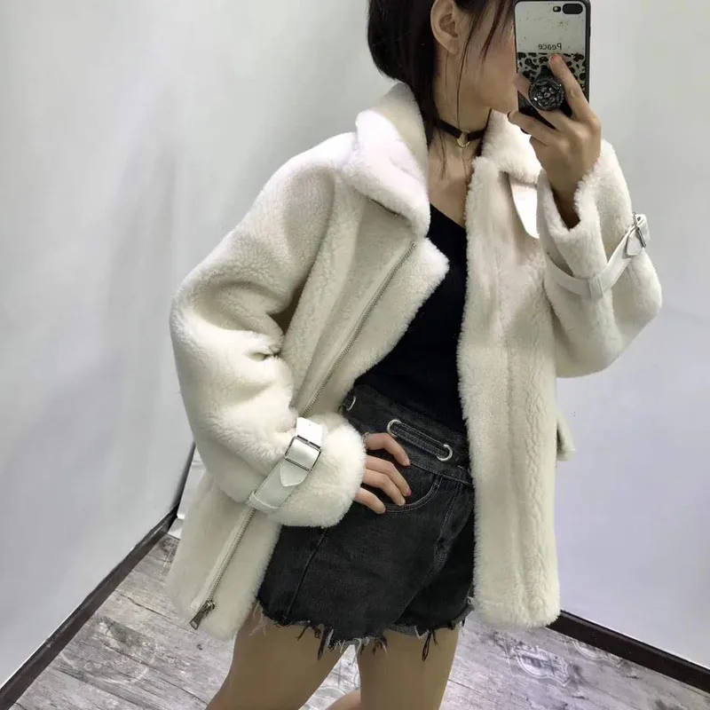 Шерстяное пальто из овечьей шерсти для женщин зима размера плюс abrigo mujer Корейская парка настоящая цена куртка Байкерский стиль меховая одежда