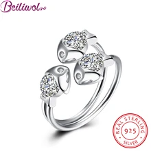 925 Joyería de Plata Esterlina Anillos Para Las Mujeres Circón Anillo de Cristal Animal Fish Moda Joyería de Las Mujeres de la Muchacha Redimensionable Tamaño 6-10
