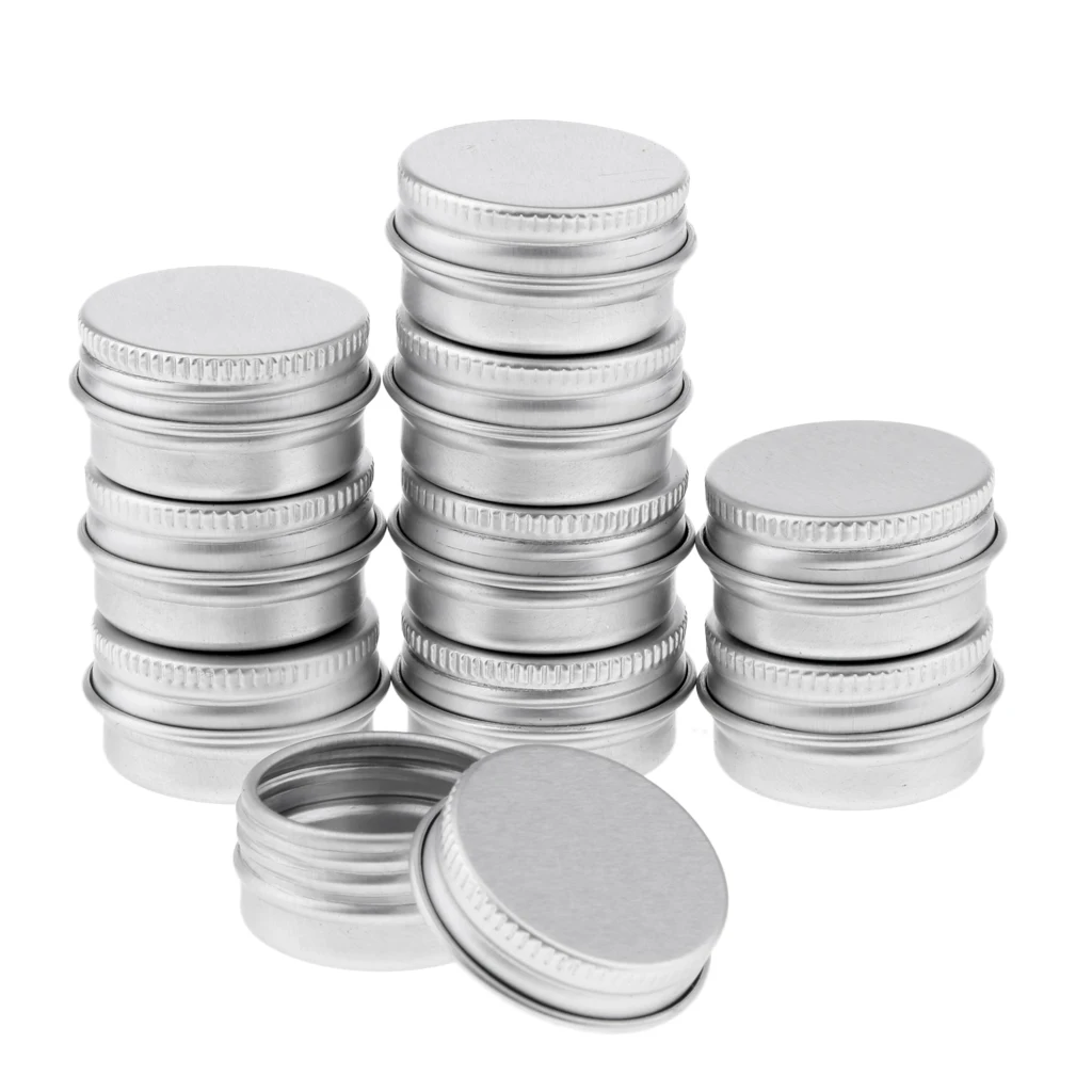 Lots 20pcs 5g Empty Cosmetic Pots Lip Balm Container Jar Small Powder Silver Aluminum Tins with Screw Lid