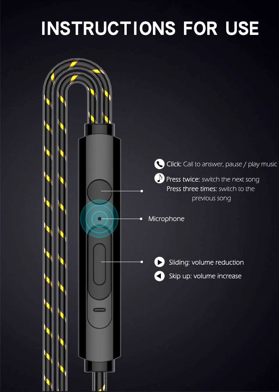 Dual speaker 3.5mm in-ear headphones double dynamic ring 1.2m Wired headphone cable for Android iOS Smart Mobile Phone (6)