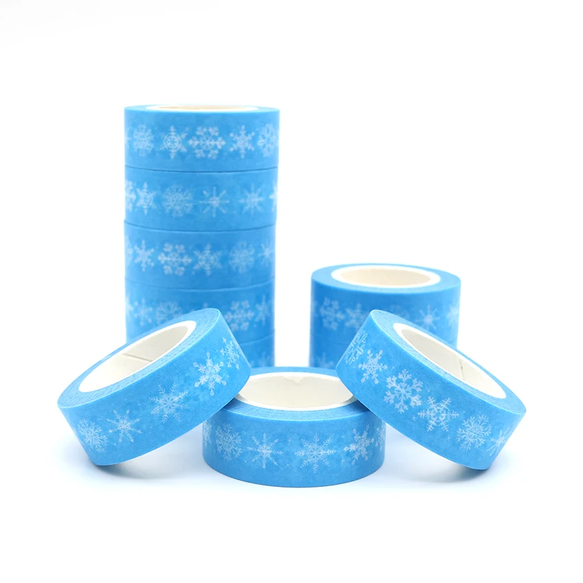 

10m*15mm Creativity Christmas Series Snowflakes Washi Paper Masking Tapes Decorative Tape Scrapbooking Stickers Decals 1 PCS