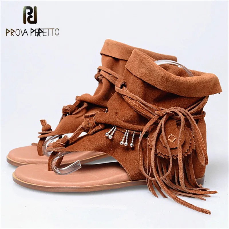 

Prova Perfetto 2018 Euramerican Spring Summer Comfortable Fashion Woman Sandals Flat Slip-on Wedge Shoes Cow Suede Leather Shoes