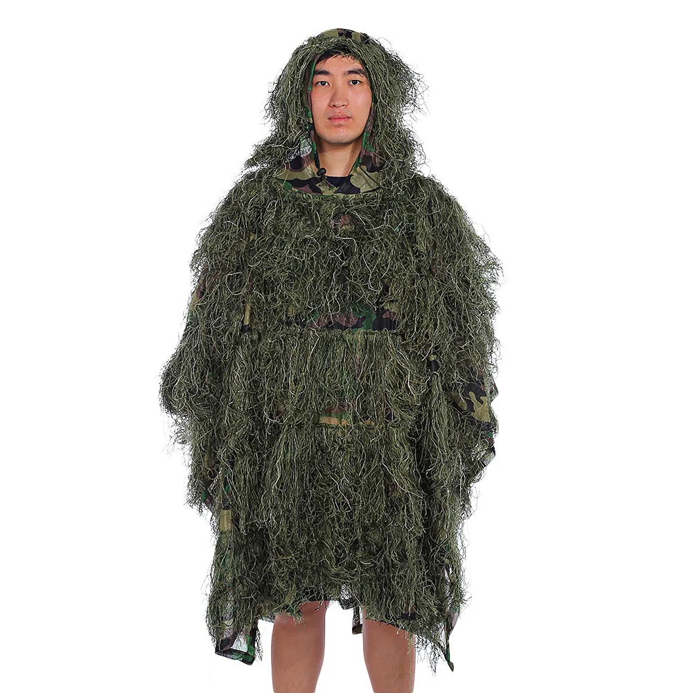 Outlife камуфляж костюмы с накидкой Джунгли Охота одежда Ghillie костюм пустыня лесной Снайпер наблюдение за птицами пончо