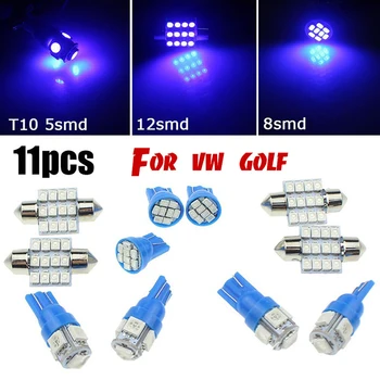 

11pcs White Car Interior LED Light Bulb Kit For Volkswagen Golf 6 passat MK6 2010-2015 Front Rear Dome Reading Lamp blue 12v