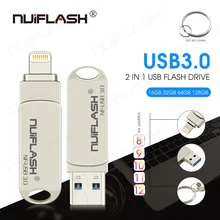 Nuiflash USB флэш-накопитель для iPhone Xs Max X 8 7 6 iPad 16/32/64/128 ГБ флеш-накопитель USB флэш-накопитель "молния" езды на автомобиле
