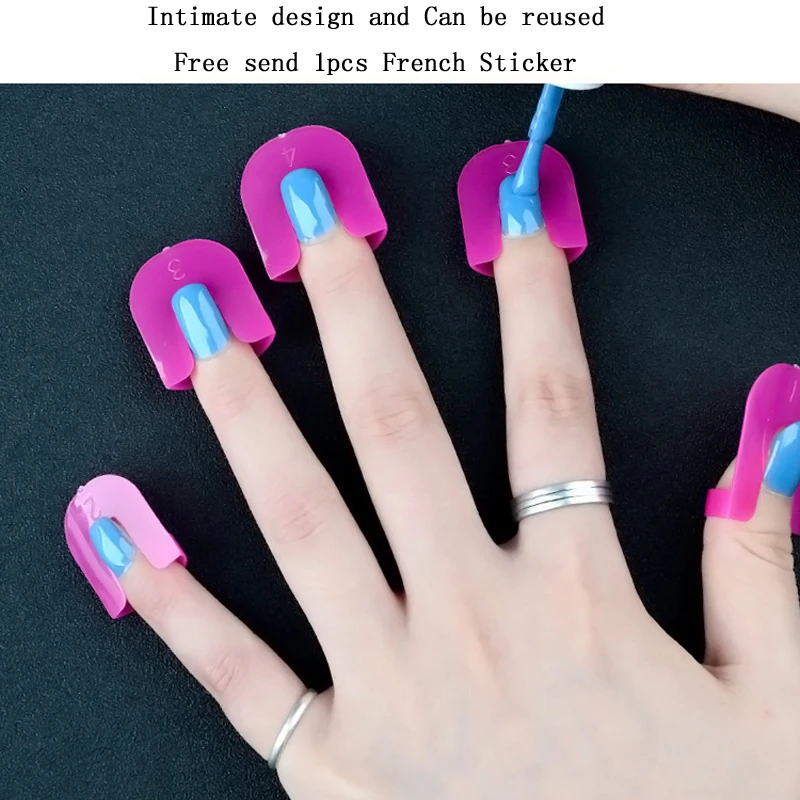 

1 Box Nail Art 26pcs/box Nail Polish Glue Model Spill Proof Manicure Protector Tools+ 1 Sheet French Manicure Stickers