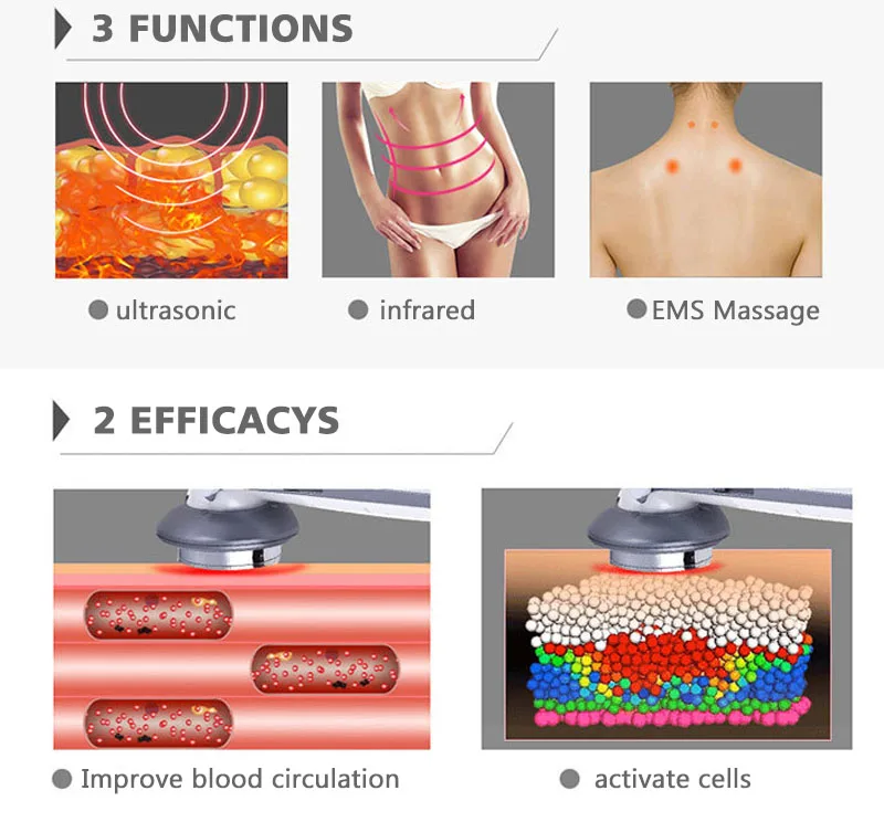 3 в 1 Ультразвуковая кавитационная EMS инфракрасная машина для похудения тела ультразвуковая сжигатель жира гальванический тонкий массажер Потеря веса липо