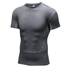 Copiro быстрое высыхание Фитнес одежда Беговая футболка спорт на открытом воздухе Для мужчин сжатия рубашка тренажерный зал носить узкие-fit Training Костюмы