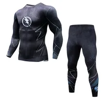 Avengers 2 Iron Lightning 3D Print Men's Men's Sets Compression Shirt Leggings + Long Sleeve Quick Dry T-Shirt Clothing MMA Spot