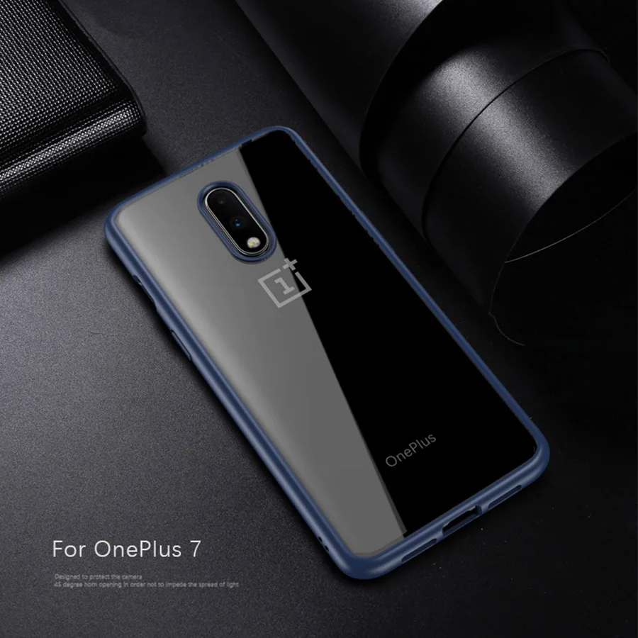 Для OnePlus 7 Pro Чехол антидетонационный прозрачный акриловый усиленный TPU RIJOW Мягкий силиконовый чехол One Plus 7 Pro Coque 1+ 7 - Цвет: Blue