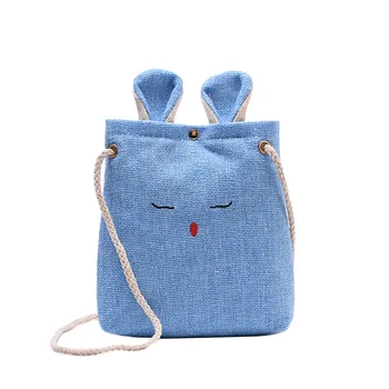 

Canvas Shoulder Bag Women Burlap Cat Ears Small Square Bag Simple Cute Shoulder Crossbody Bag 2020