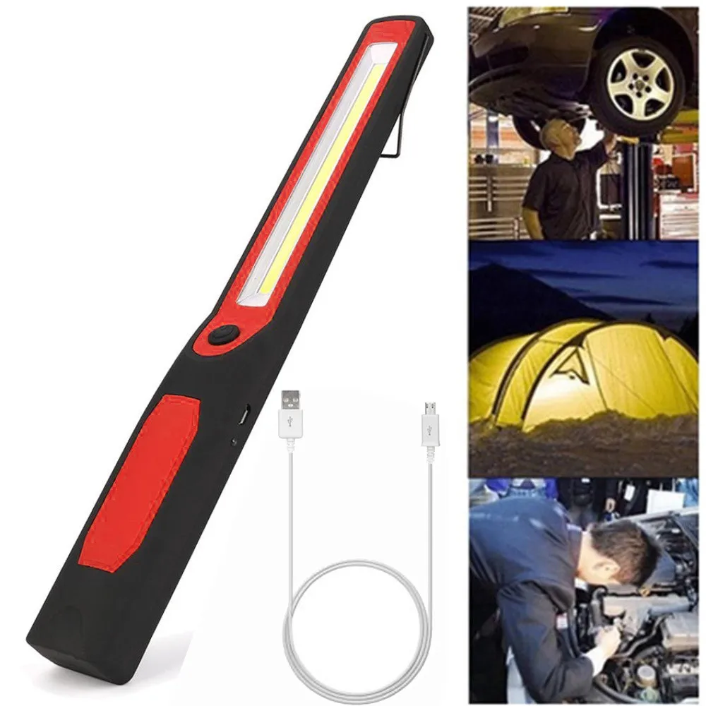 

Portable Spotlight Working Light 2in1 Rechargeable LED COB Camping Work Inspection Light Lamp Hand Torch Magnetic