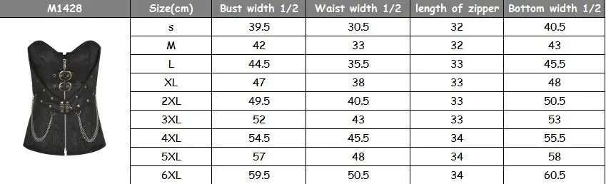 1428 SIZE CHART