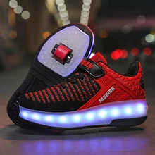Детские кроссовки; Новинка; детская обувь на роликах; обувь с двумя колесами для мальчиков и девочек; спортивная обувь на открытом воздухе; Heelys; светодиодный мигающий светильник; Zapatillas