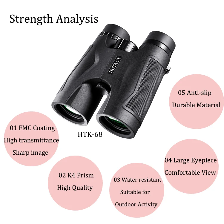 HUTACT Бинокль для взрослых Тусклое освещение Ночная версия 10x42 Профессиональная оптика Удобно наблюдать за птицами