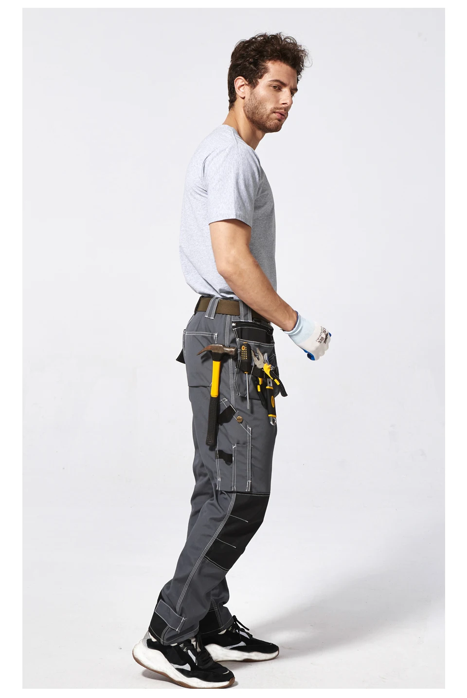 Work Pants Cotton Polyester Workwear Pants Working Trousers Men Safety Working Cargo Pants With Multi-pockets For Tool B128