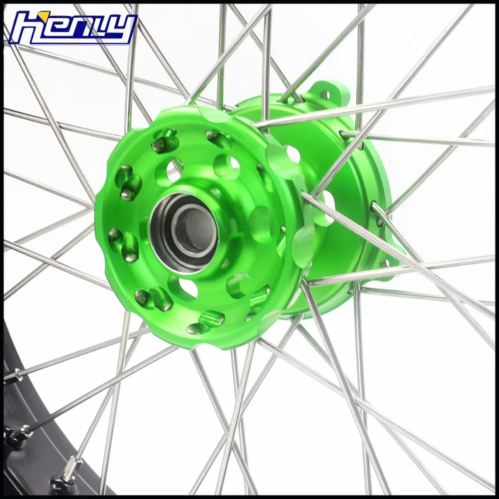 3,5/5,0 супермото колеса диски набор для KAWASAKI KX125 KX250 2006-2007 Supermotard зеленый ЧПУ концентраторы