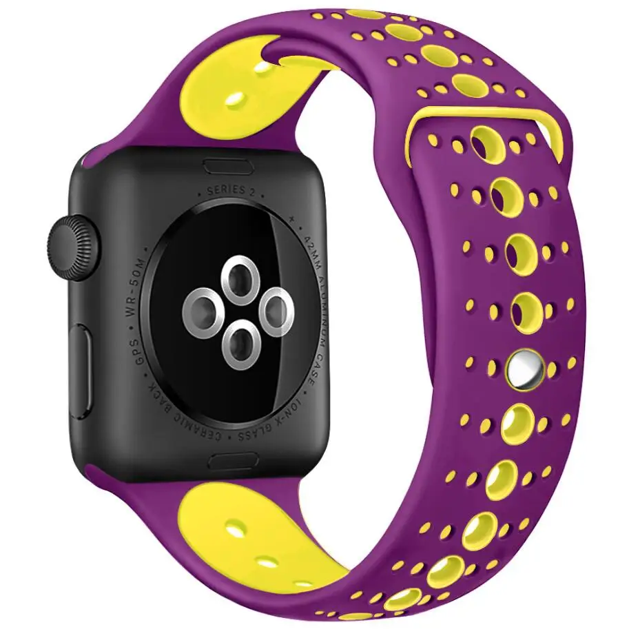 10 Colors Silicone Sport WatchBand For iWatch 38mm 42mm 40mm 44mm Apple Watch Series 1 2 3 4 Replacement Wrist Bracelet Strap