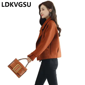 

Fashion Autumn Winter Women's Clothing 2018 New Korean Short Woolen Jacket Solid Color Double-Breasted Female Wool Coat Is1063