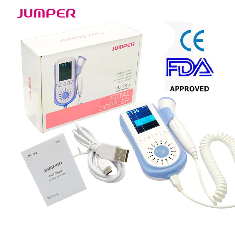

New arrive Fetal Heart Doppler Pocket Prenatal Heart Baby Sound Monitor 2.5MHz Probe With Color LCD Display+Rechargeable battery