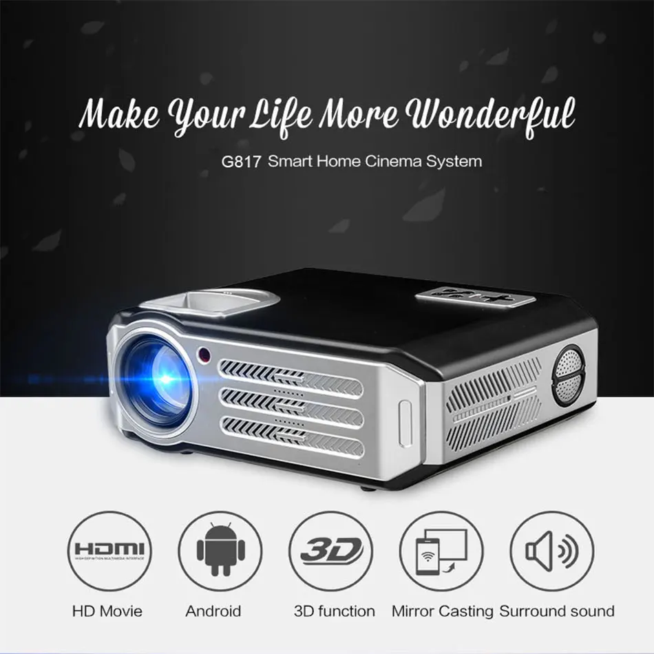 Gigxon G817 plus Android специальное издание 1080P HD супер проектор 3200 люмен 1500: 1 USB/sd карта/HDMI