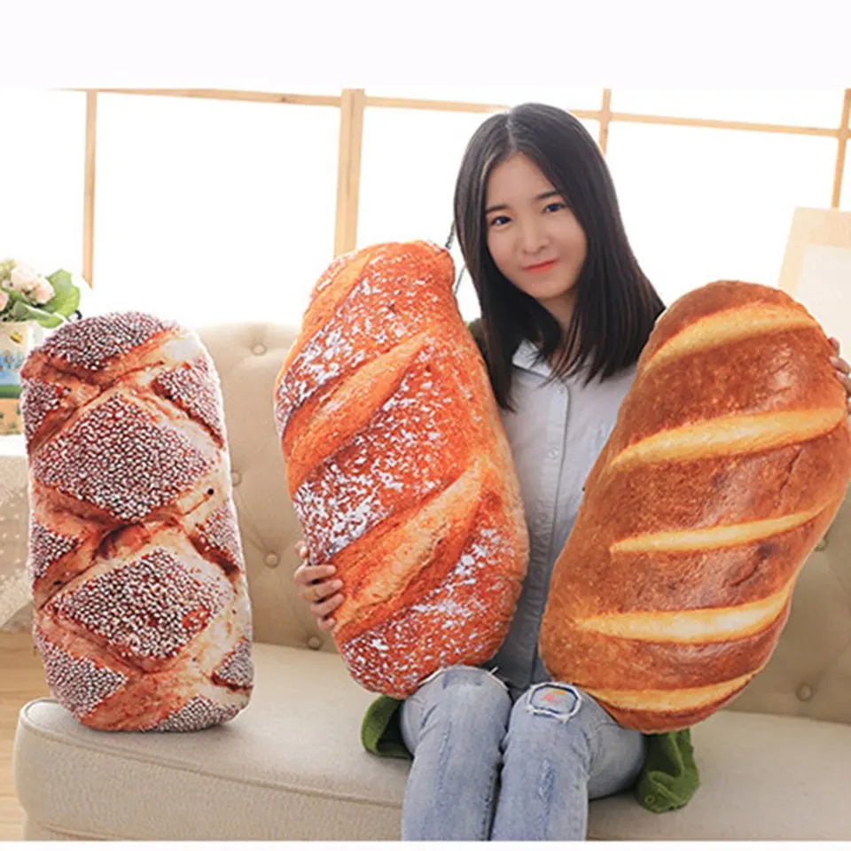 

Funny Bread Pattern Pillow Soft Massage Neck Back Pillow PP Cotton Filler Health Care Pillow Comfortable Back Cushion