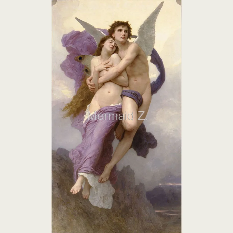 

Hand-painted Artwork "Le Ravissement de Psyche" Marauder William-Adolphe Bouguereau Oil Painting On Canvas Living room decor