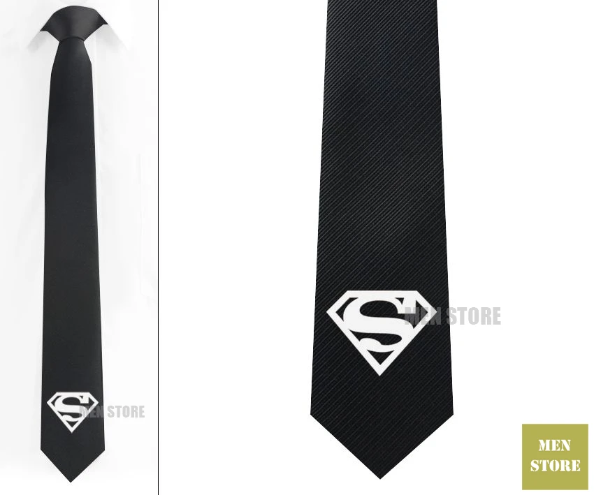 Супер герой логотип Мужской Жаккардовый тонкий узкий галстук 6 см Галстук Свадебная вечеринка галстук для жениха запонки LK006M