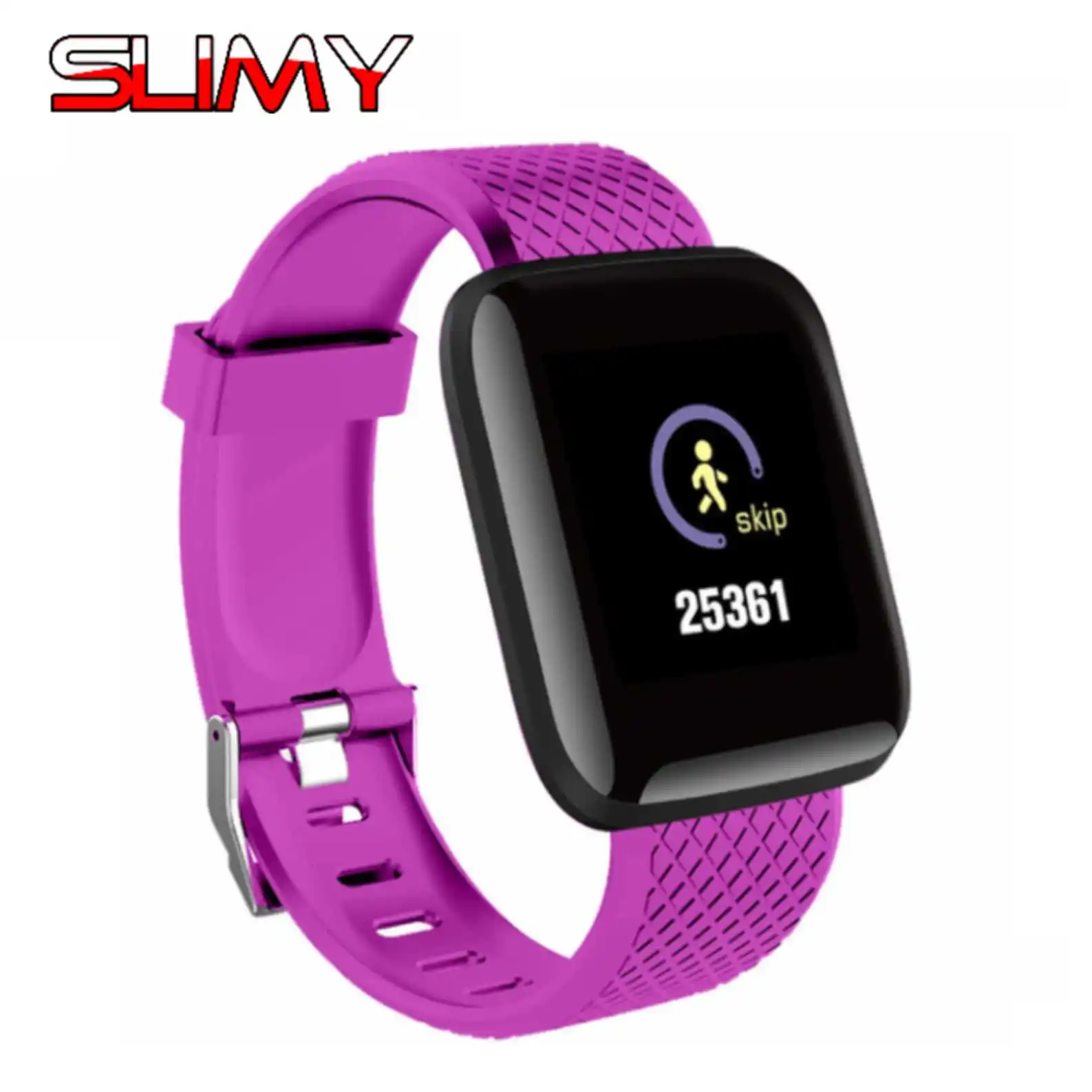 Умные часы Slimy D13 для мужчин и женщин, часы с будильником, пульсометром, IOS, Android, умные часы, фитнес-трекер, наручные часы - Цвет: Фиолетовый