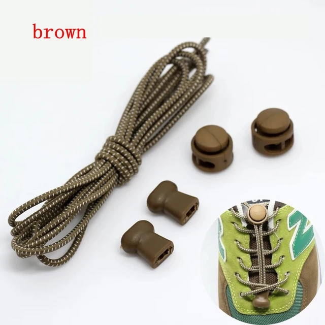 1 Pair Sports Elastic ShoeLaces No tie Shoe Laces Kids Adult Lazy Locking laces Shoe accessories lacets elastique chaussure Brown