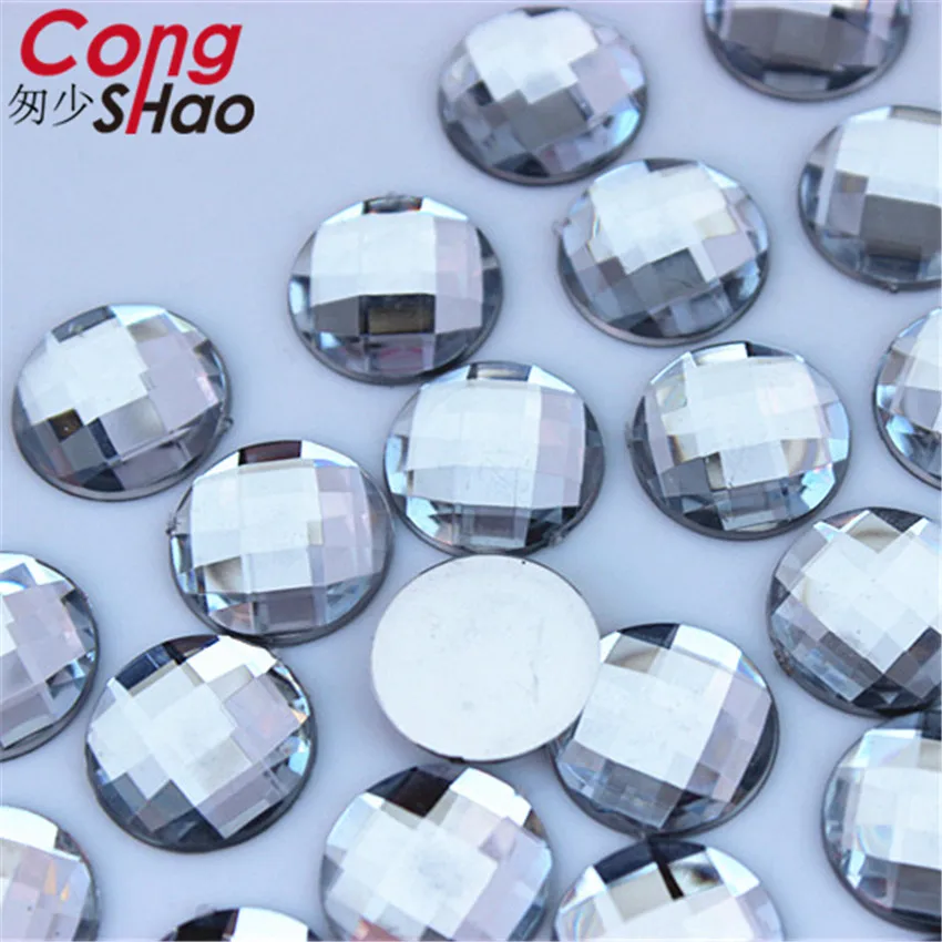 Cong Shao 100pcs 10mm Colorful Round Stones And Crystals Flatback Acrylic  Rhinestone Trim Scrapbook Wedding Dress Button ZZ70