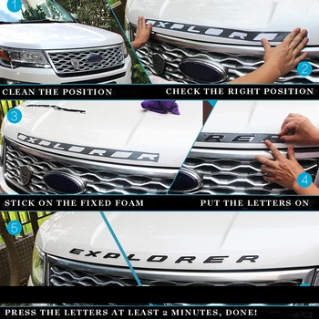 

DIY Graphite Grey Gloss Matte Silver Black Hood Emblem 3D Fixed Letter Logo Sticker Badge Emblem For Ford Explorer 2011-2016