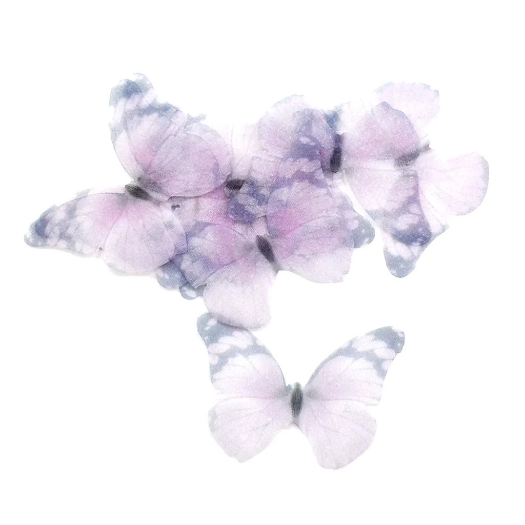 10x Chiffon Butterfly Flatback Embellishments Crafts DIY Scrapbooking Decors Multifunctional Tool for Earrings Hair Clips