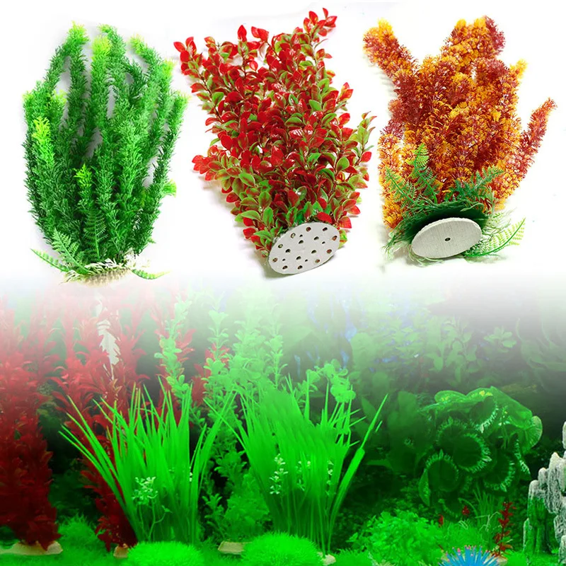 1 шт. маленькие/большие искусственные аквариумные растения пластиковые аквариумные украшения искусственные растения Трава Аквариум Декор Аксессуары
