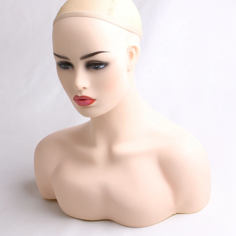 2PCS Female Realistic Mannequin Head PVC Jewelry And Hat Display Mold Stand Torson Wig | Шиньоны и парики