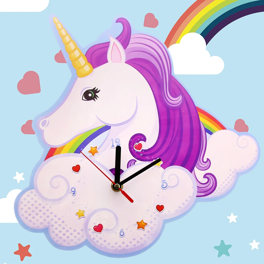 Unicorn Wall Clock Personalised Time Clock Gift For Girls Nursery Unicorn and Rainbow Kids Bedroom Decor Magic Clock 2